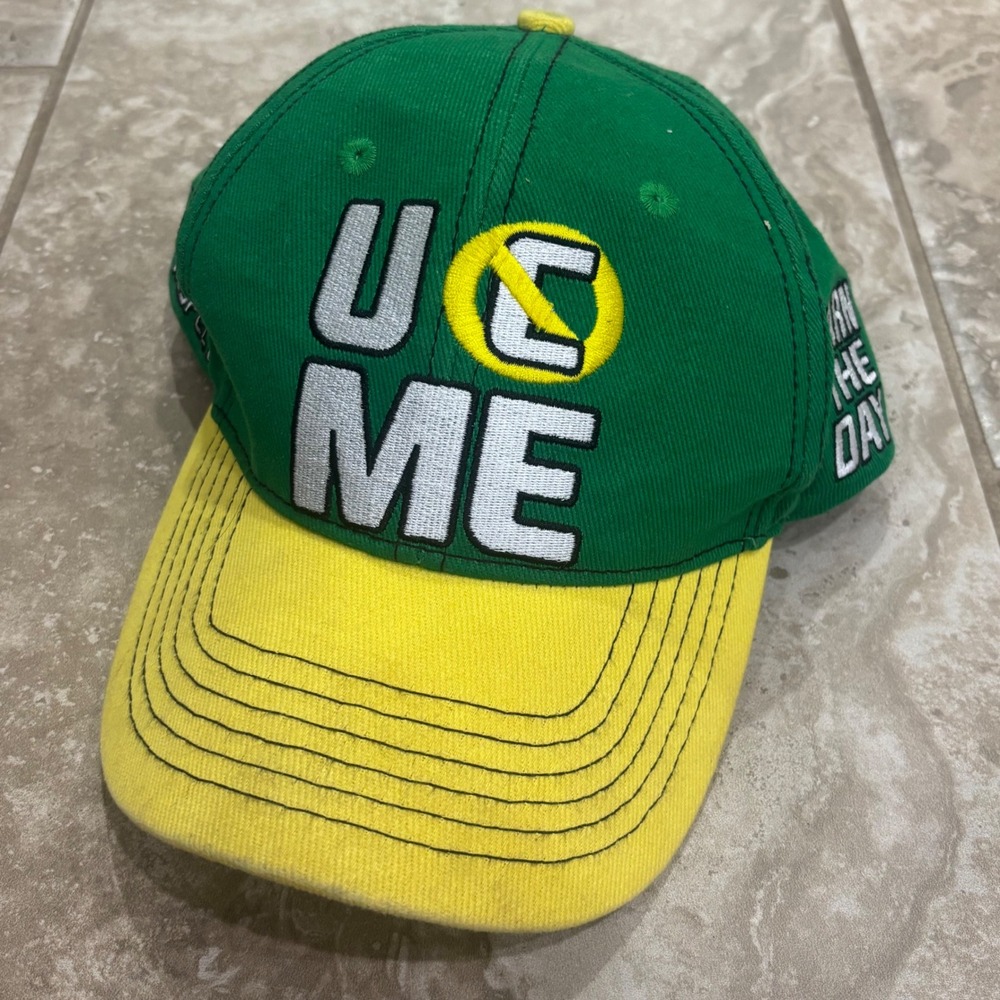 WWE John Cena U C ME Baseball Cap Green Yellow Hustle Loyalty Respect Hat